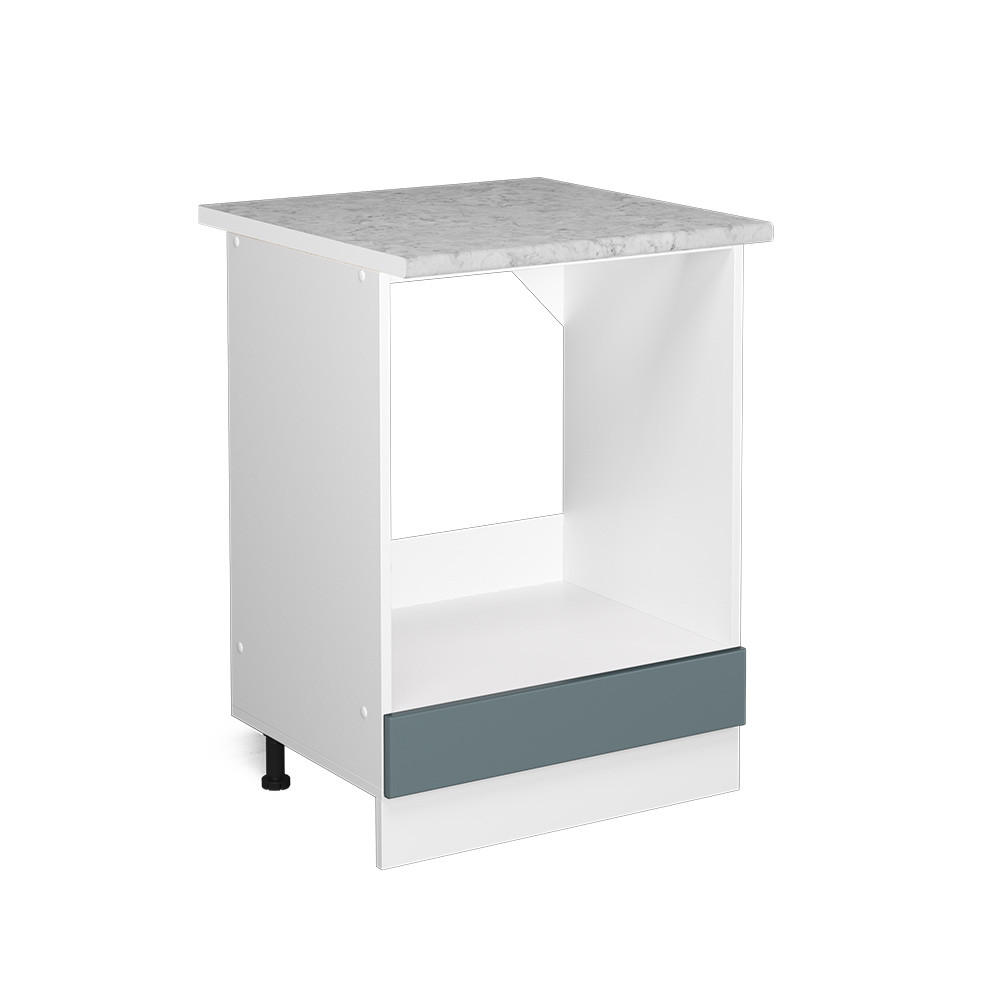 UNTERSCHRANK R-Line Blau-Grau 60 cm mit Großnische, mit Arbeitsplatte - Blaugrau/Weiß, Holzwerkstoff (60/81.6/60cm) - Vicco