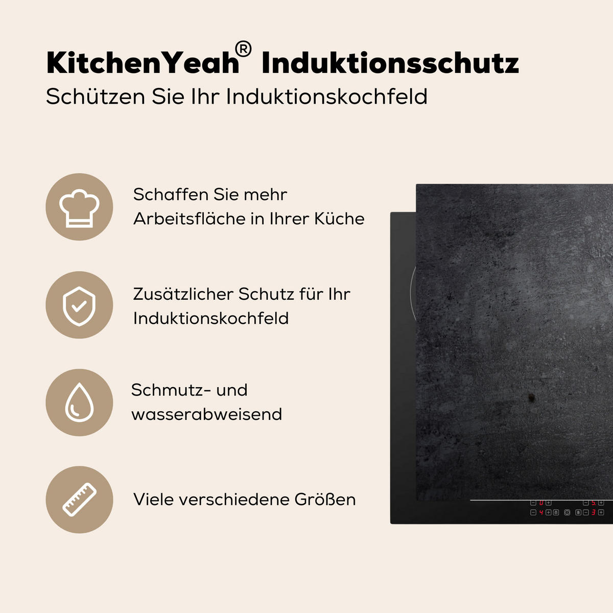 HERDABDECKPLATTE Limette - Kräuter - Gewürze - Grün - Grau - Beton 90x52 cm - Grün, Kunststoff (90/0.2/52cm) - MuchoWow