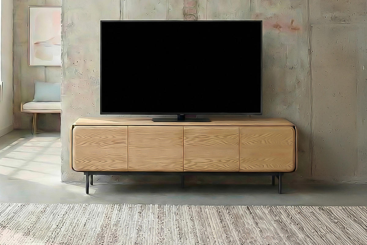 LOWBOARD AVRIL Braun Eiche - Schwarz/Braun, Holzwerkstoff/Metall (200/56/40cm) - KAWOLA