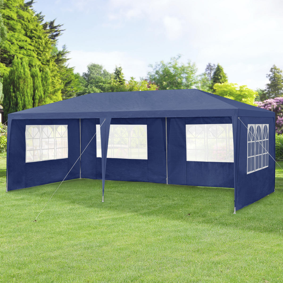 PARTYZELT Wedau - Dunkelblau, Kunststoff/Metall (600/255/300cm) - casa.pro