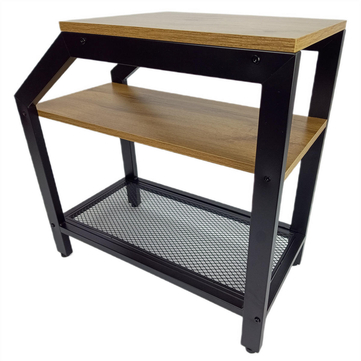 BEISTELLTISCH Metall Holzoptik Erlefarben Schwarz 3 Ablagen 59x30x60 cm - Erlefarben/Schwarz, Holzwerkstoff/Metall (30/59/60cm) - Begryf