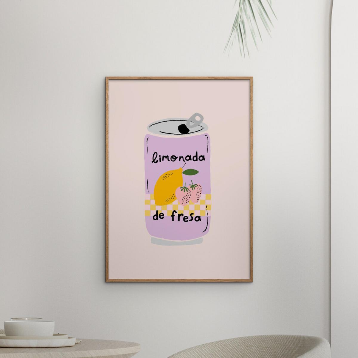 POSTER mit Rahmen Aislinn Simmonds - Strawberry Lemonade - Pink/Eichefarben, Holz/Papier (70/100cm) - Poster&Frame