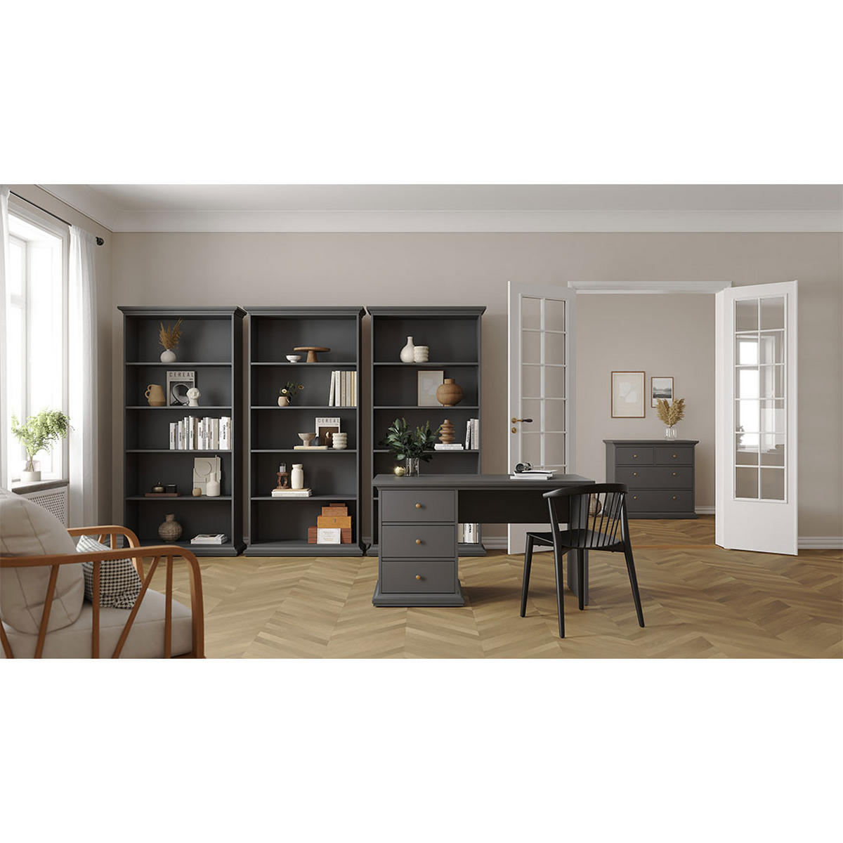 REGAL, Venedig, Grau, Holzwerkstoff, 97 x 37 x 201 cm - Grau, Holzwerkstoff (97/201/37cm) - ebuy24