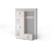 GARDEROBE Napoli version 14 mit Spiegel, mit POLSTERPANEELEN Grau - Beige/Grau, Holzwerkstoff (140/225/40cm) - Jerpax