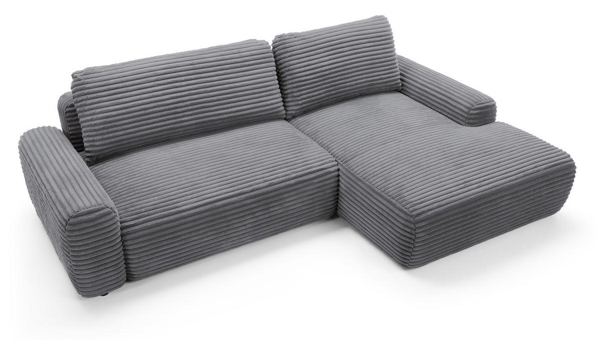 ECKSOFA 260 cm Cantara mit Cordstoff, Bettkasten, Rechts, Dunkelgrau - Dunkelgrau, Holz (162/264cm) - Emporius