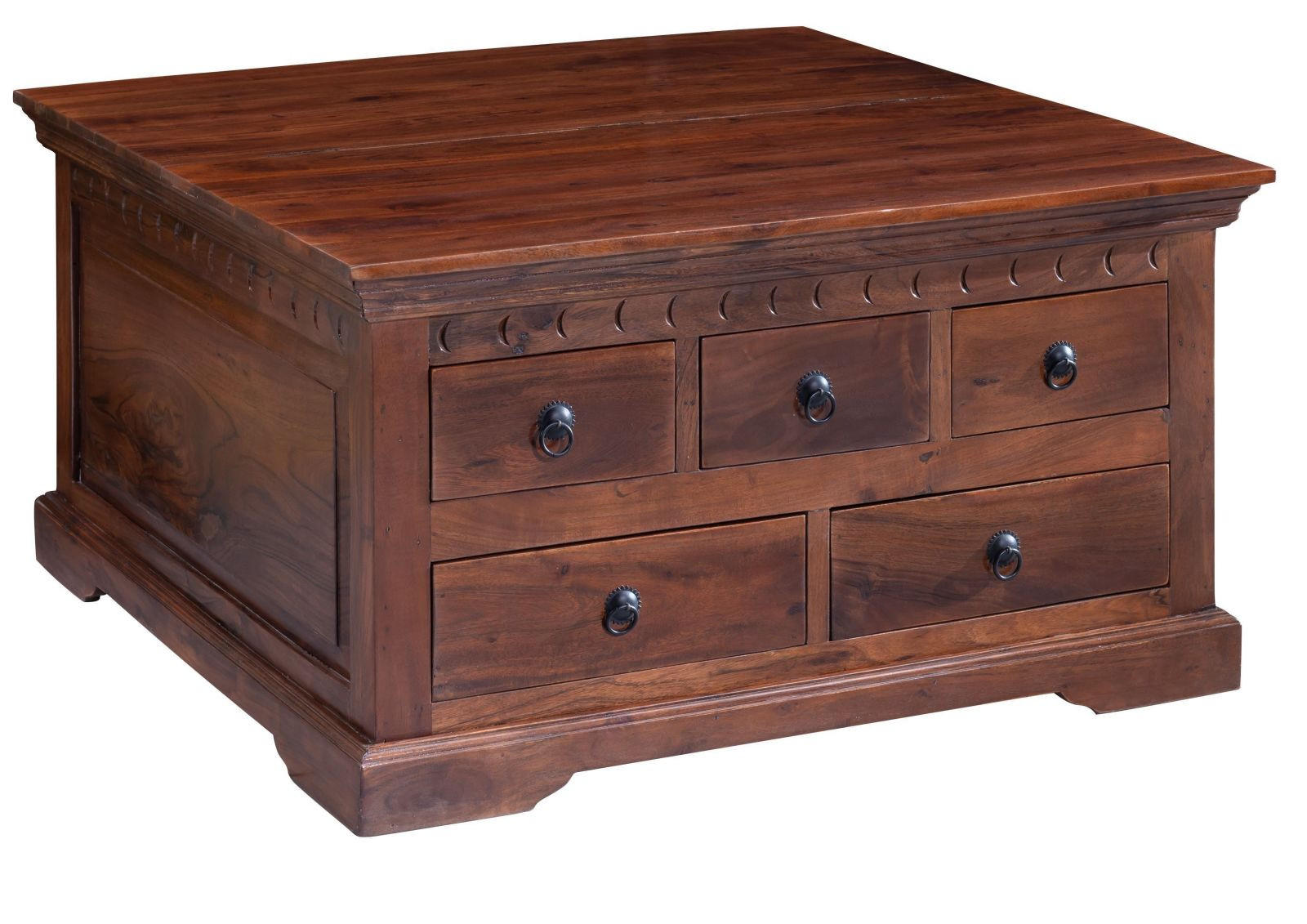 COUCHTISCH Akazie 90x90x50 nougat lackiert OXFORD #320 - Dunkelbraun, Holzwerkstoff (90/90/50cm) - Massivmoebel24