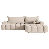 ECKSOFA Dandelino Graubeige mit Samtbezug, rechts - Taupe/Schwarz, Kunststoff/Textil (172/271cm) - Selsey