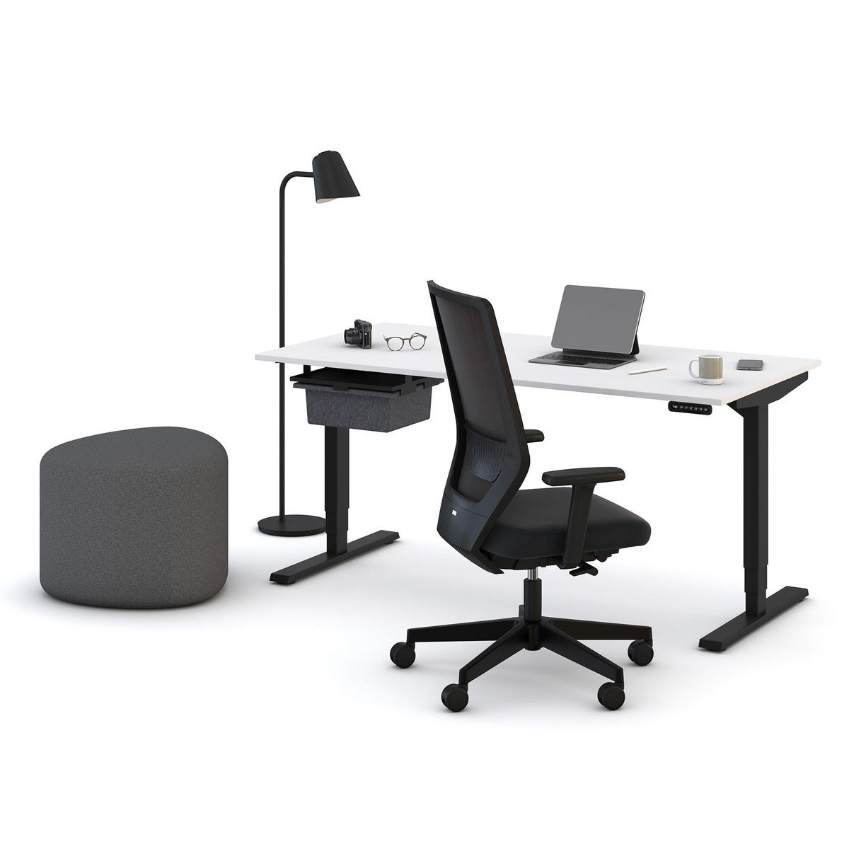 HOCKER Messina Anthrazit - Anthrazit, Textil (39.5/50.5/39.5cm) - ASSMANN