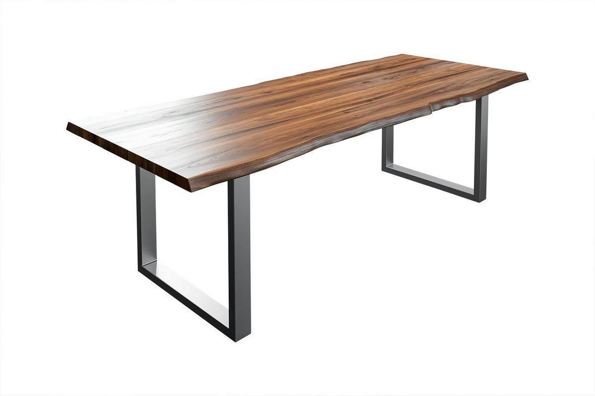 ESSTISCH LIAM - Silberfarben/Braun, Holz/Metall (100/220/74cm) - SAM