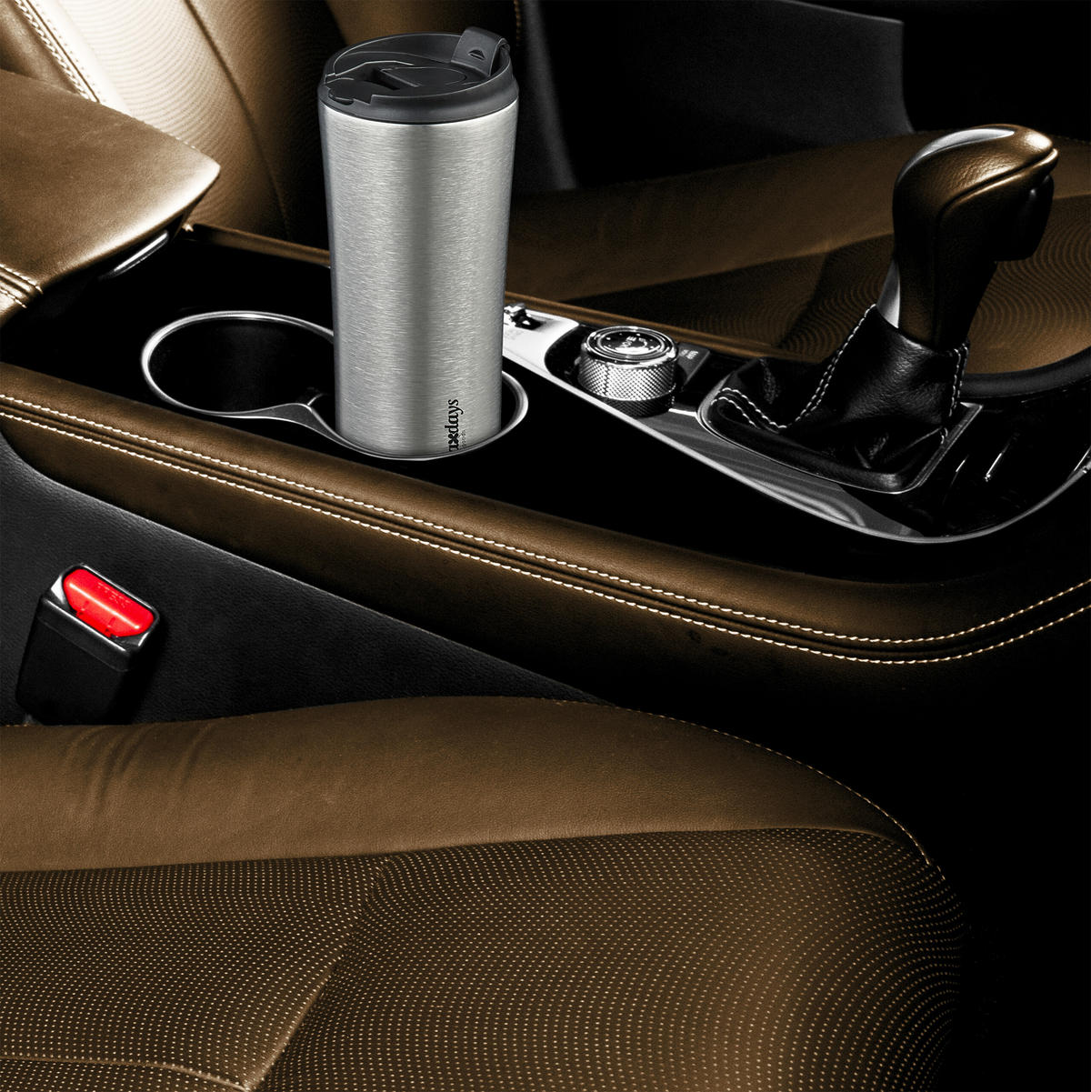 THERMOBECHER - Silberfarben, Kunststoff/Metall (0.4L) - Relaxdays