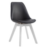 STUHL Lederlook Schwarz - Schwarz/Weiß, Holz/Textil (48/84/55cm) - CLP