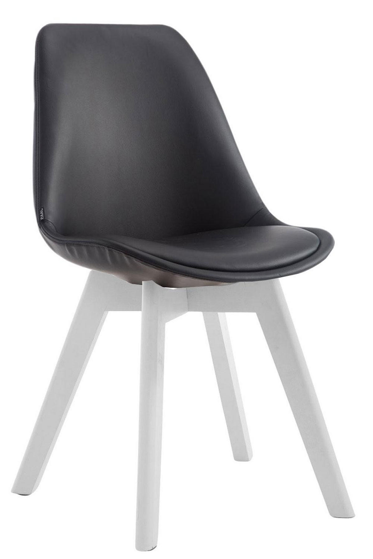 STUHL Lederlook Schwarz - Schwarz/Weiß, Holz/Textil (48/84/55cm) - CLP