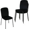 ESSZIMMERSTUHL 4er Set, Stapelstuhl, Samt, Schwarz - Schwarz, Textil/Metall (44/86/58.5cm) - Woltu