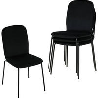 ESSZIMMERSTUHL 4er Set, Stapelstuhl, Samt, Schwarz - Schwarz, Textil/Metall (44/86/58.5cm) - Woltu