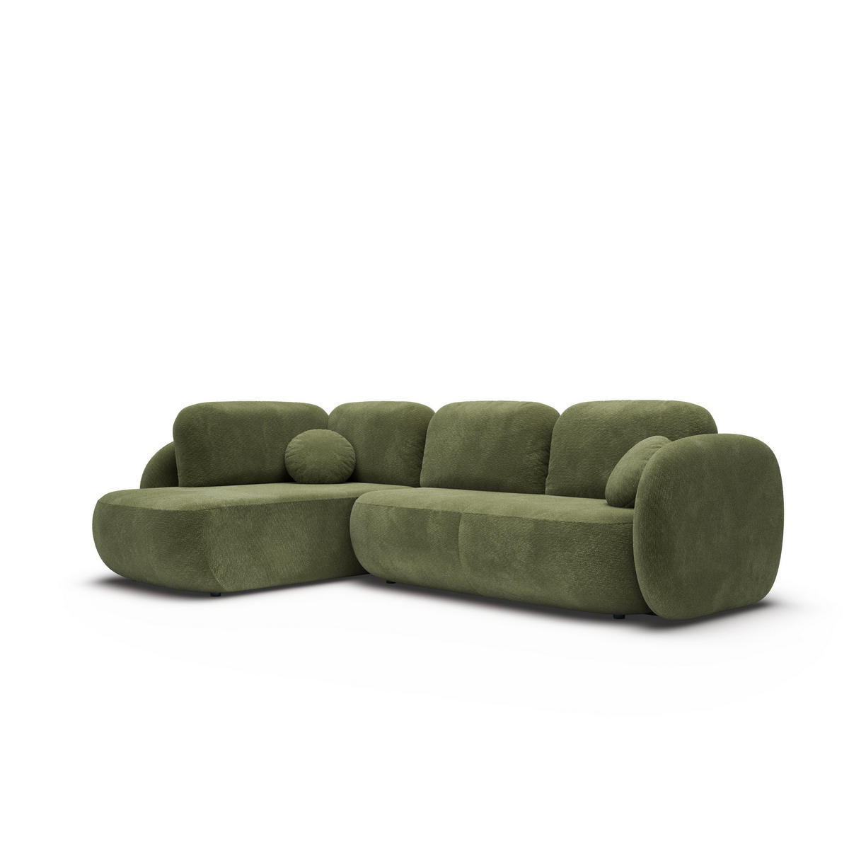 ECKSOFA AMICO II L-S Grün Geflochtener Stoff mit Schlaffunktion - Grün, Holz (289/190cm) - MASSENO