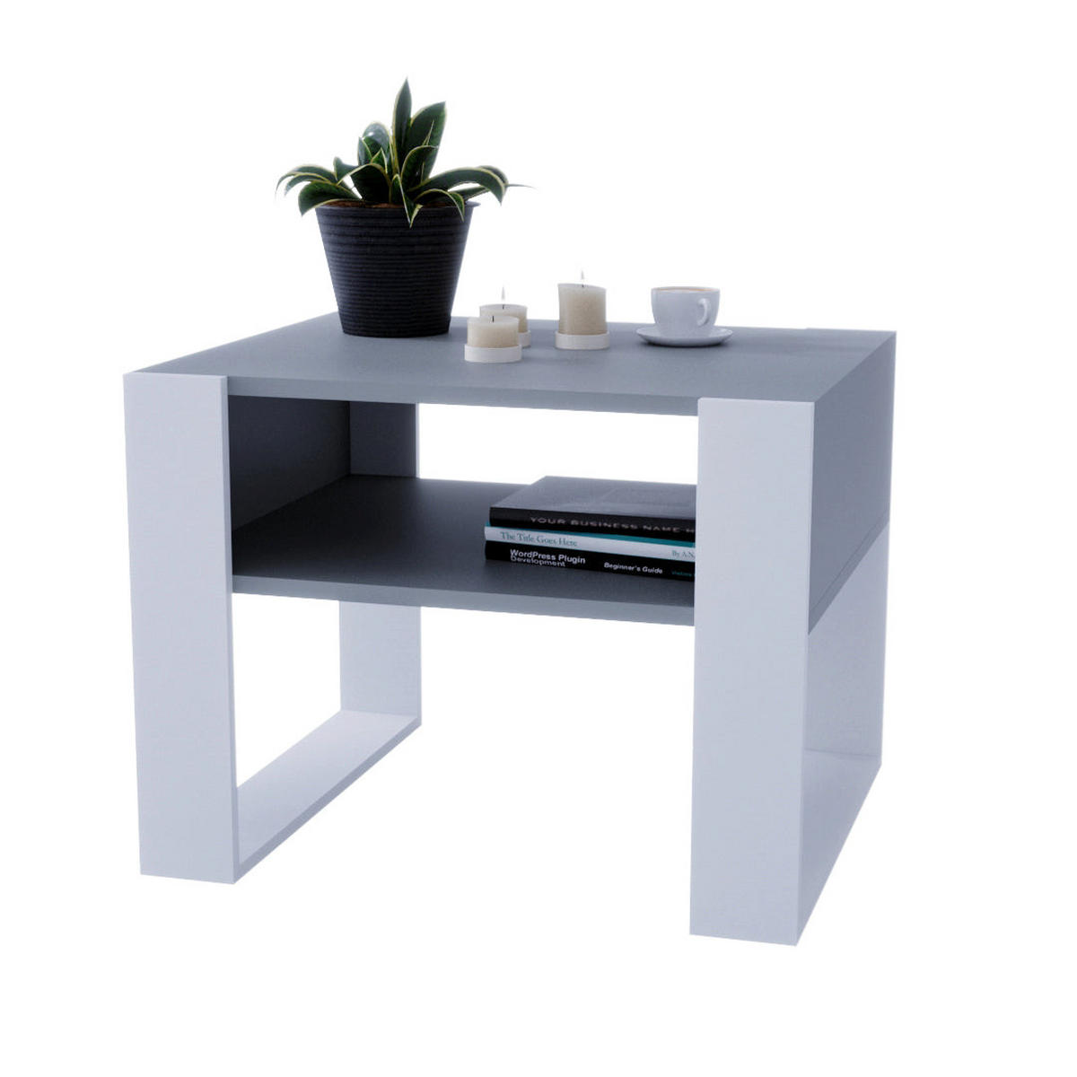 COUCHTISCH KARO 65 - Weiß/Grau, Holz (53.6/65/45cm) - Mat-Haus