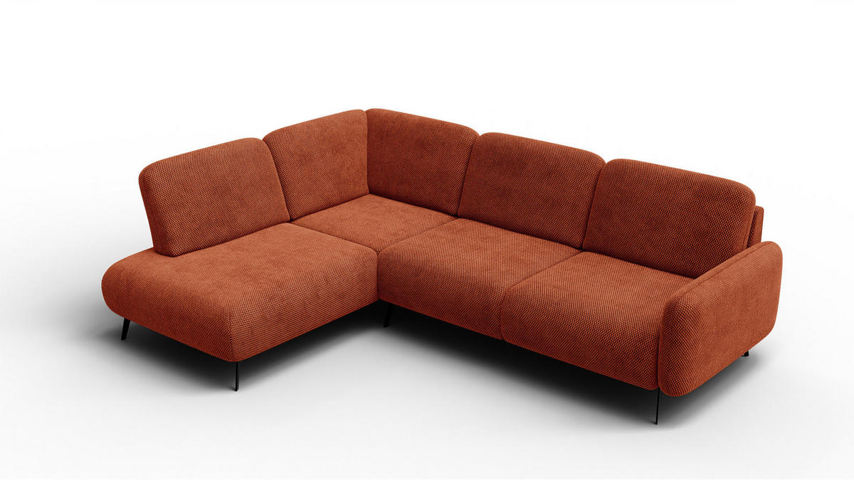 ECKSOFA FEBE 5-Sitzer links, dunkelorange - Dunkelorange/Schwarz, Holz/Textil (271/190cm) - Courtois Laville