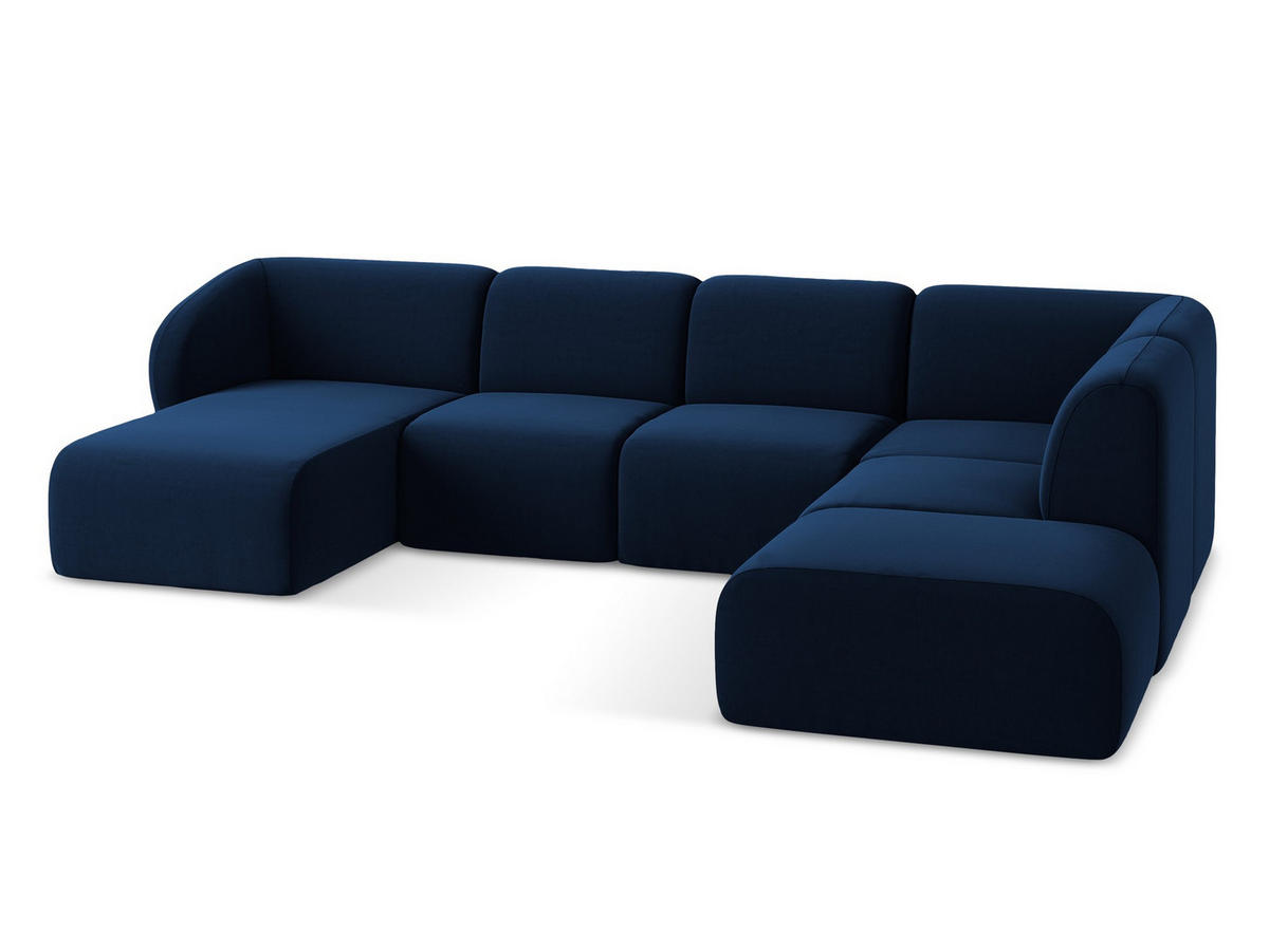 ECKSOFA Links Bouclé Stoff Beige - Sandfarben/Schwarz, Holzwerkstoff/Kunststoff (248/166cm) - Makamii