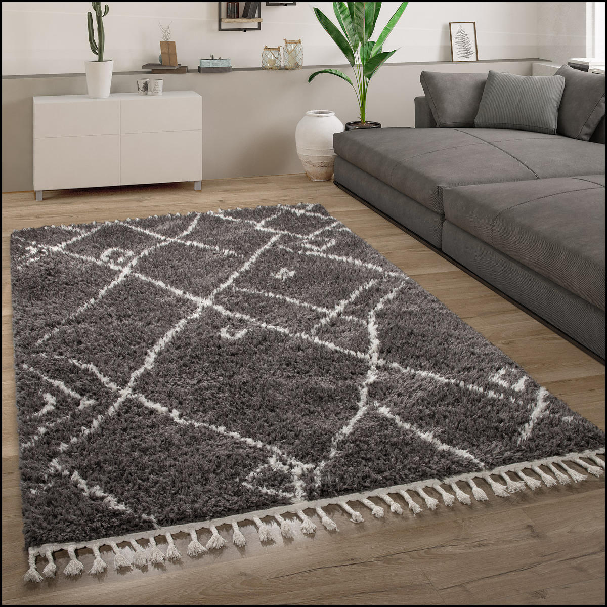 HOCHFLORTEPPICH 60/100 cm Orebro 171 - Anthrazit, Textil (60/100cm) - Paco Home
