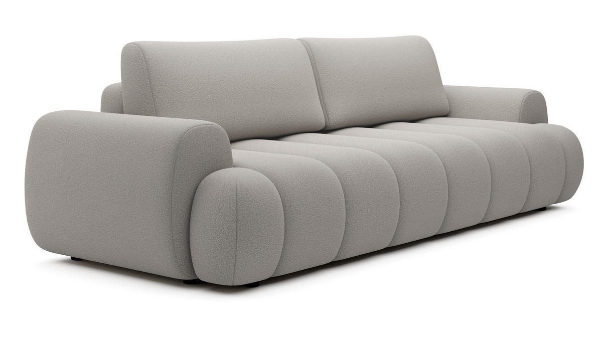 SOFA 260 cm mit Schlaffunktion Puro, Bettkasten, Modern Design, Hellgrau - Hellgrau, Holz (263/81/110cm) - Emporius