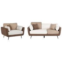 SOFA-SET 4-Sitzer Stoff Braun Bolga - Hellbraun/Braun, Textil (185/89/83cm) - Beliani