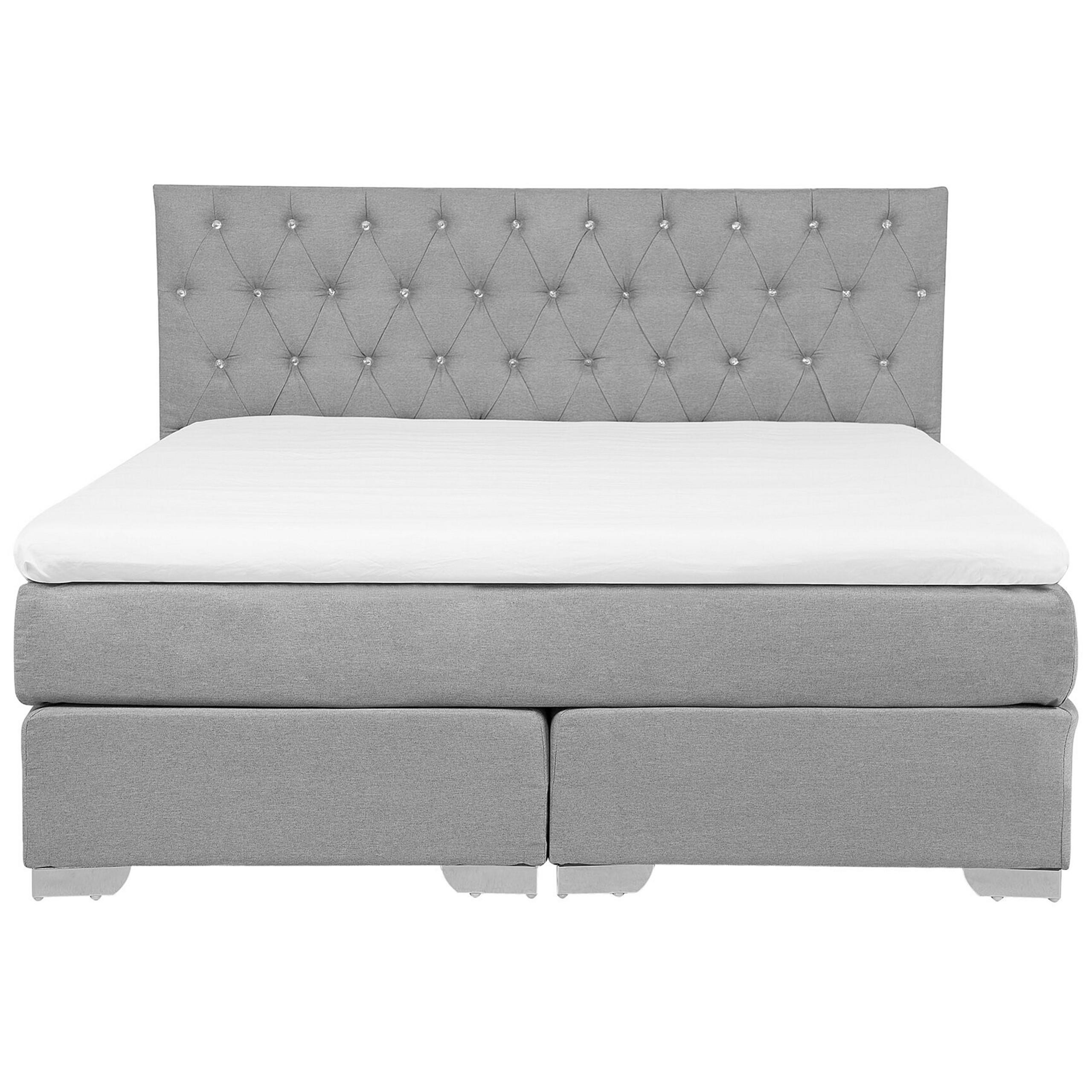 BOXSPRINGBETT 180/200cm Hellgrau Duchess - Hellgrau, Textil (180/200cm) - Beliani