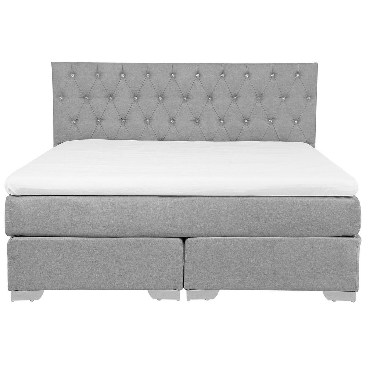 BOXSPRINGBETT 180/200cm Hellgrau Duchess - Hellgrau, Textil (180/200cm) - Beliani