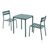 GARTENTISCH quadratisch (70 x 70cm) und 2 Stühle, Dunkelgrün - Grün, Metall - Oviala