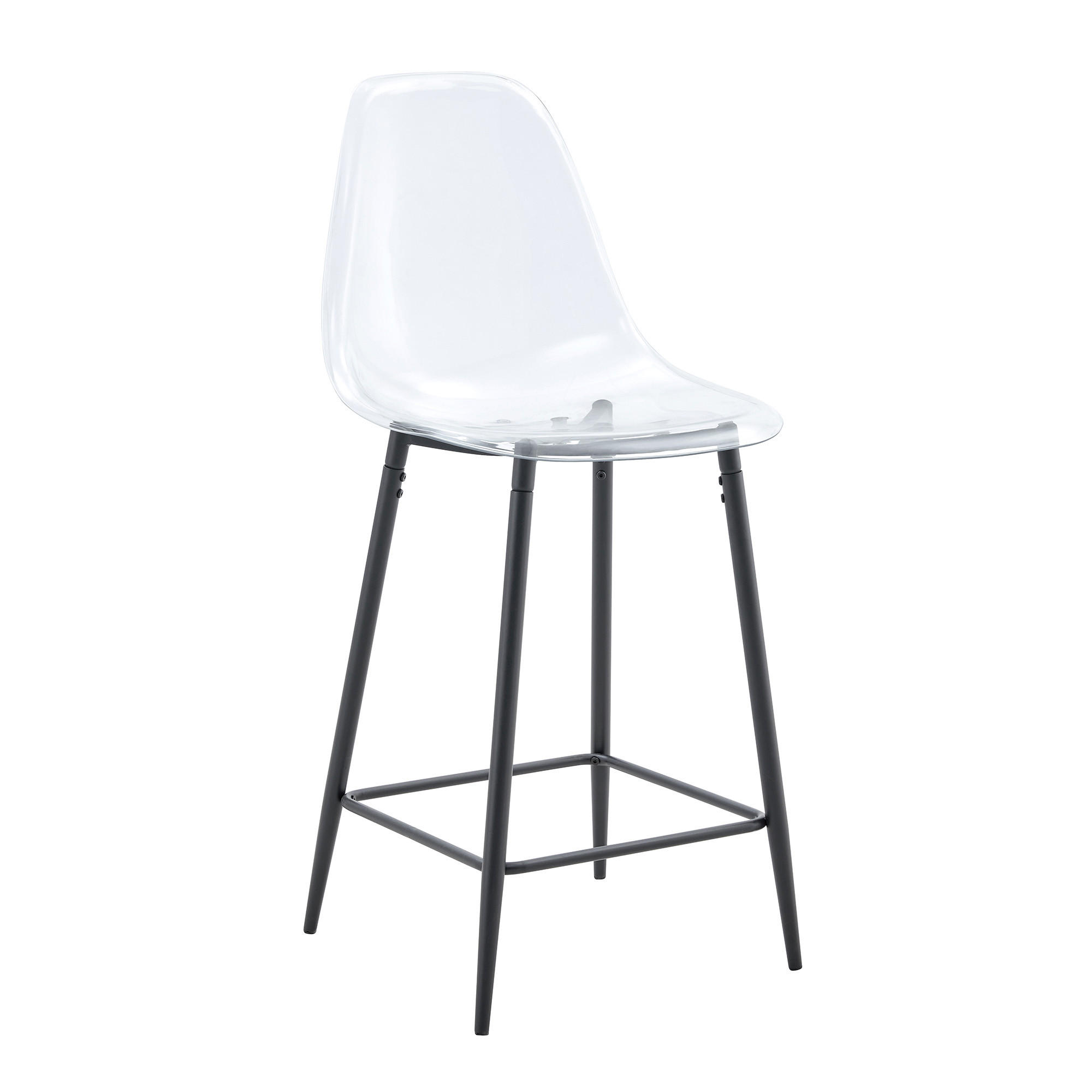 BARHOCKER DE-36582 4er Set mit transparenter Sitzschale Silber - Schwarz, Kunststoff (45/102/51cm) - ComfortXL
