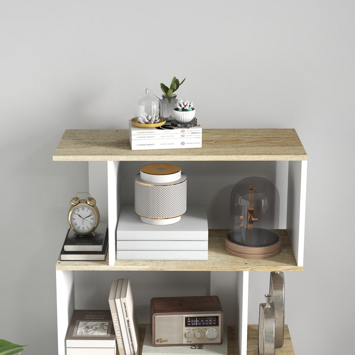 REGAL DE-15509 70/29/163 cm, 5 Ebenen Holz/Weiß - Eichefarben, Holzwerkstoff (70/163/29.5cm) - ComfortXL