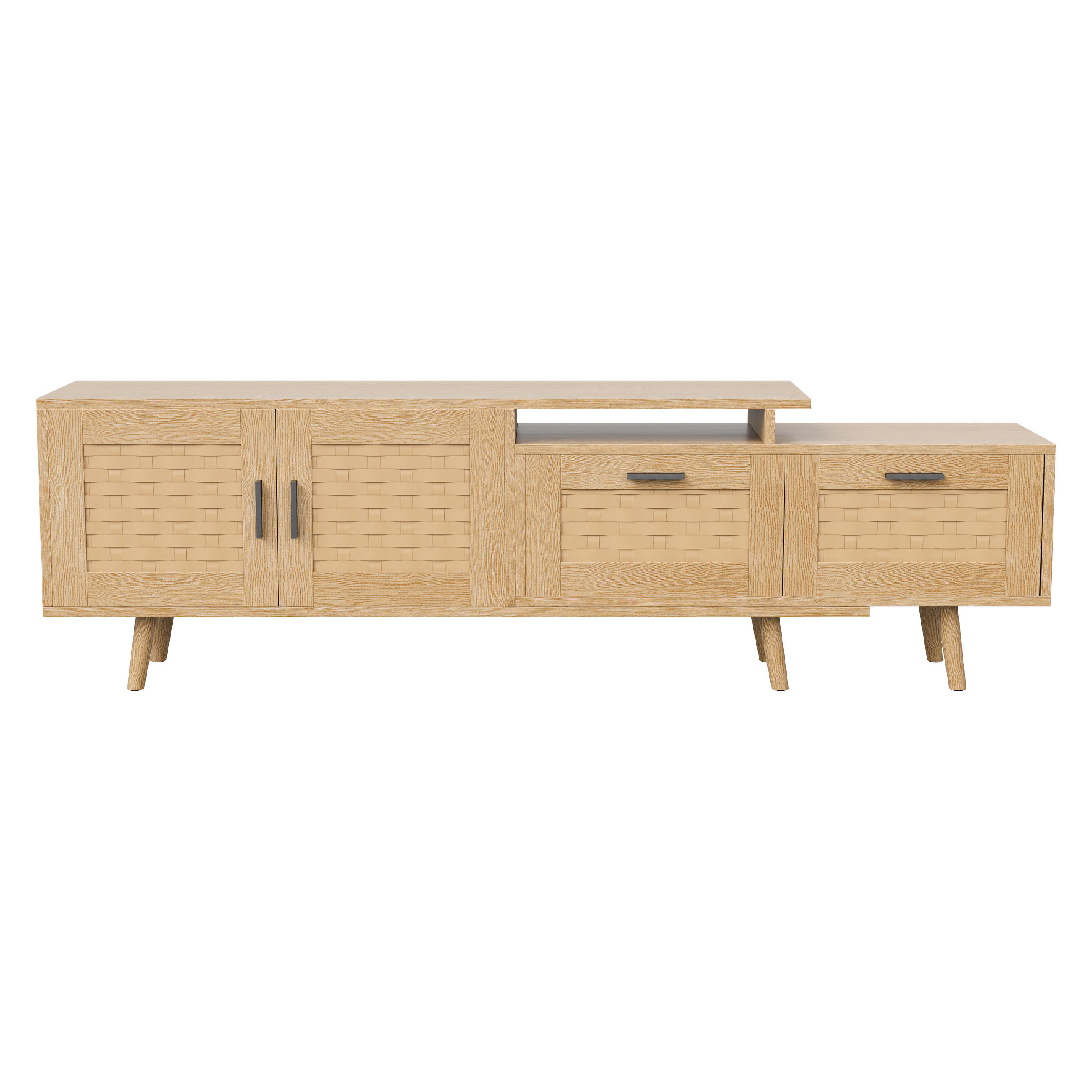TV-SCHRANK 180x30x44 cm in Rattanoptik mit Schubladen und Türen - Naturfarben, Holz (30/44/180cm) - PARAFTA HOME