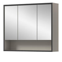 SPIEGELSCHRANK schwarz, sand 80 cm 3-türig, Badschrank mit Soft-Close - Sandfarben/Schwarz, Glas/Holzwerkstoff (80/68/19cm) - Inn.Furn