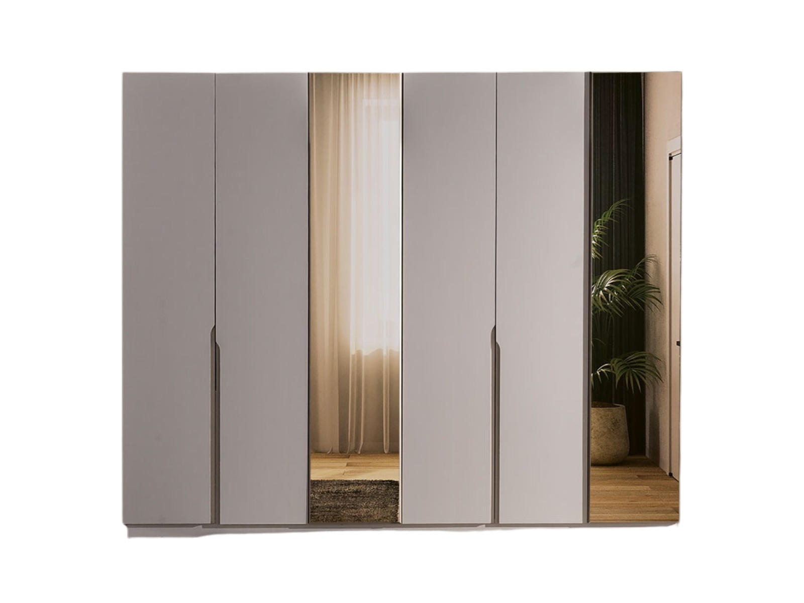KLEIDERSCHRANK Avva 6 trg. - Beige, Holzwerkstoff (250/217/65cm)