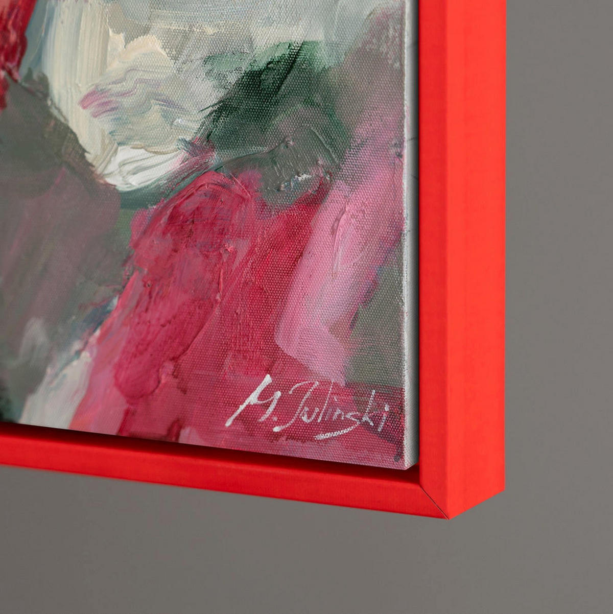 GEMÄLDE Abstrakte Silhouette Schattenfugenrahmen Rot 180x120 cm - Rot, Holz (180/120cm) - YS-art gallery