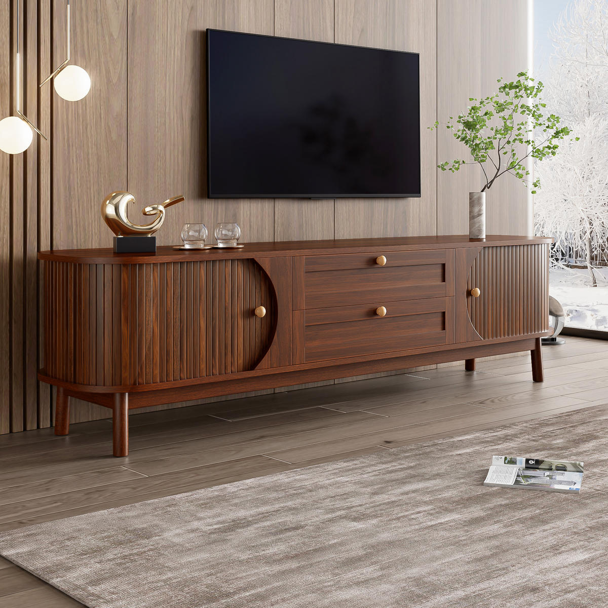 TV-SCHRANK Holzoptik Schubladen - Walnussfarben, Holzwerkstoff (170/46/39.5cm)