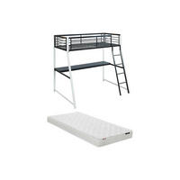 HOCHBETT - 1 -Sitzer - Stahl - schwarz, weiß - MALICIA - Schwarz, Metall (138/200cm) - Vente-Unique