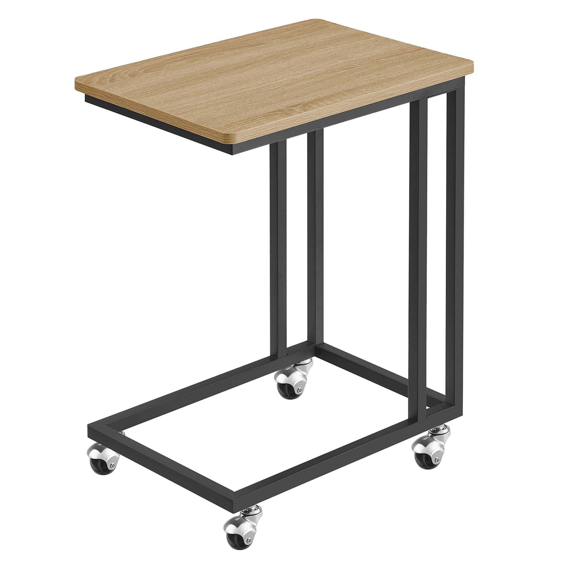 BEISTELLTISCH auf Rollen - Schwarz/Sonoma Eiche, Metall (50/35/55cm) - A2A Home