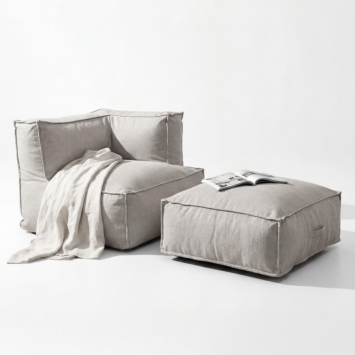 LOUNGEGRUPPE - 2-teilig - Olefin - Beige - Beige, Textil (190/80/95cm) - home24