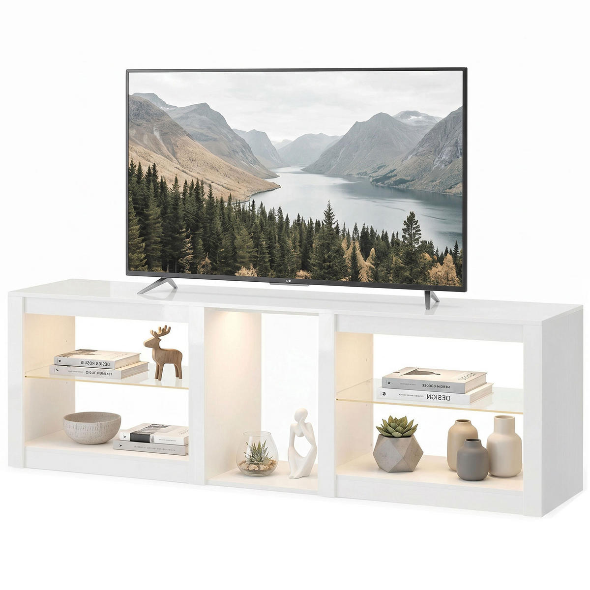 TV-MÖBEL Weiß 1 Stück - Weiß, Holzwerkstoff (160/52/35cm) - GiPP