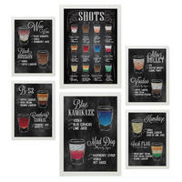 POSTER Set Mit 6 Schüsse Vollfarbige Illustrationen Von Kaffee & Getränken Im Werbetafel Illustrationen Für & Heim A3 & A4 Weißer Rahmen - Weiß, Papier (29/3cm) - Nacnic