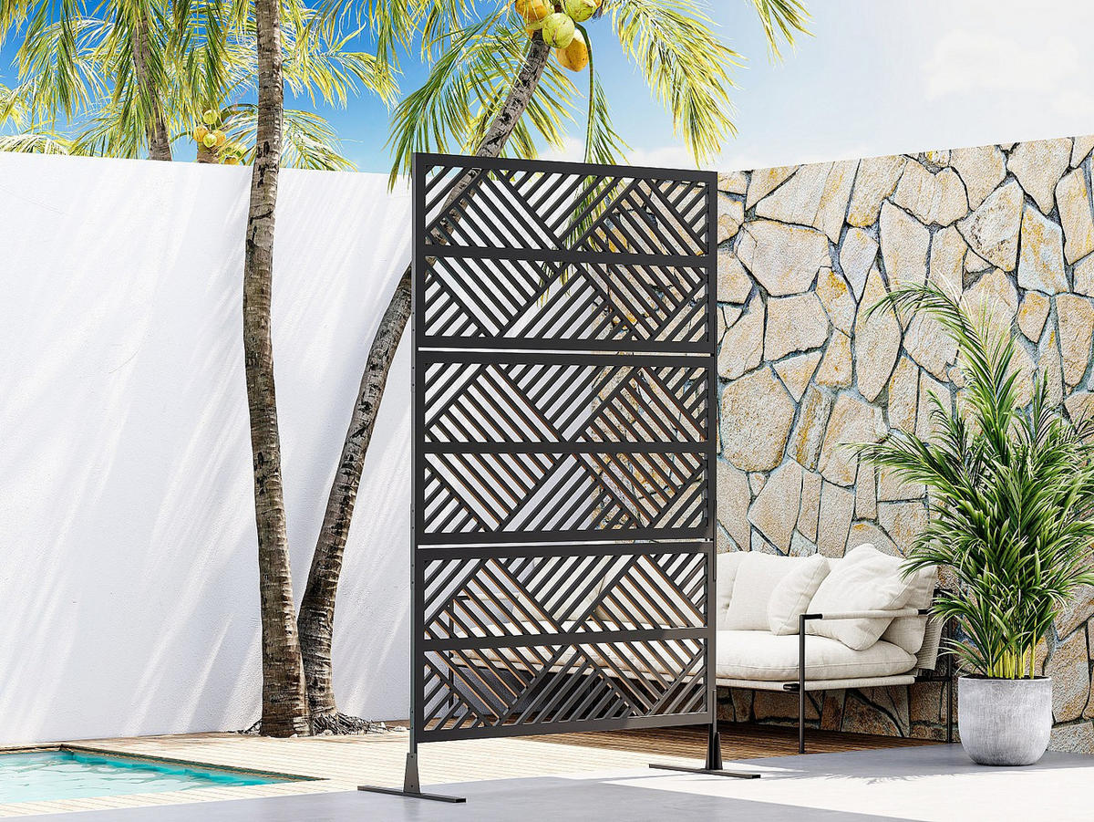 ZAUN & Palisaden - 117 cm x 2.5 cm - Metall - Schwarz MONDRILI - Schwarz, Metall (117/190cm) - Vente-Unique