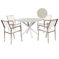 GARTENMÖBEL-SET 4-Sitzer Weiß Maletto/Grosseto - Beige/Silberfarben, Metall - Beliani