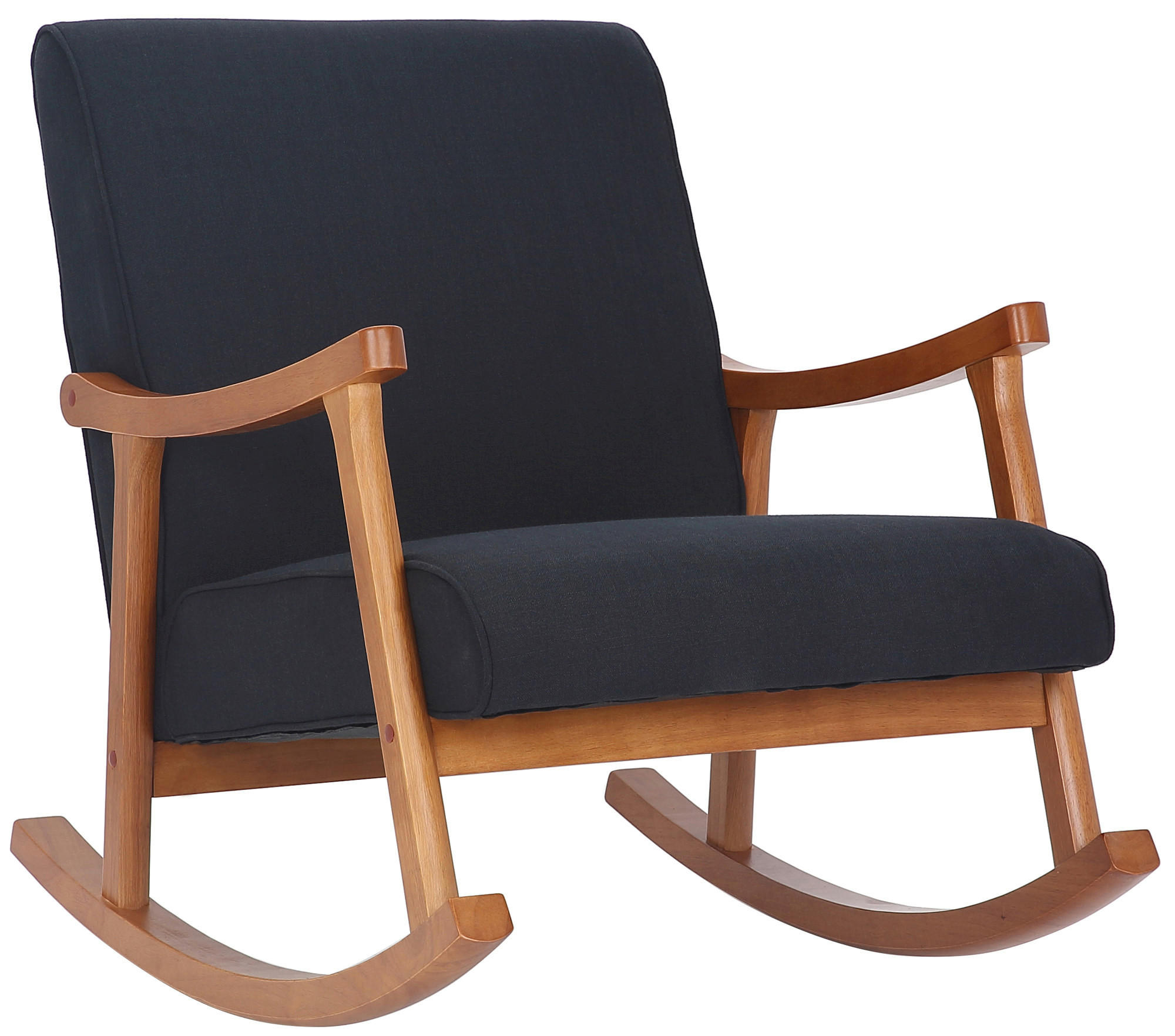 SCHAUKELSTUHL Stoff schwarz - Schwarz, Holz/Textil (67/82/92cm) - CLP