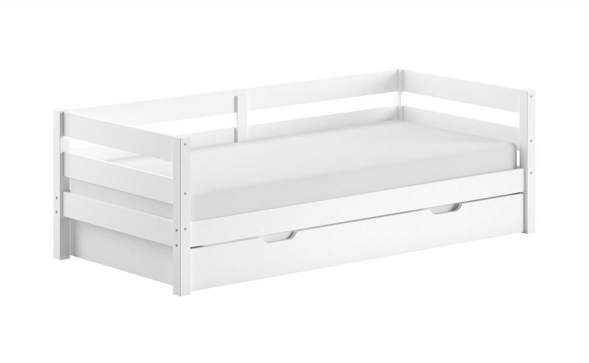 KOJENBETT Kelda 90x200 mit Umrandung Kiefer Massivholz Weiß - Weiß, Holz (90/200cm) - 58aufmkessel