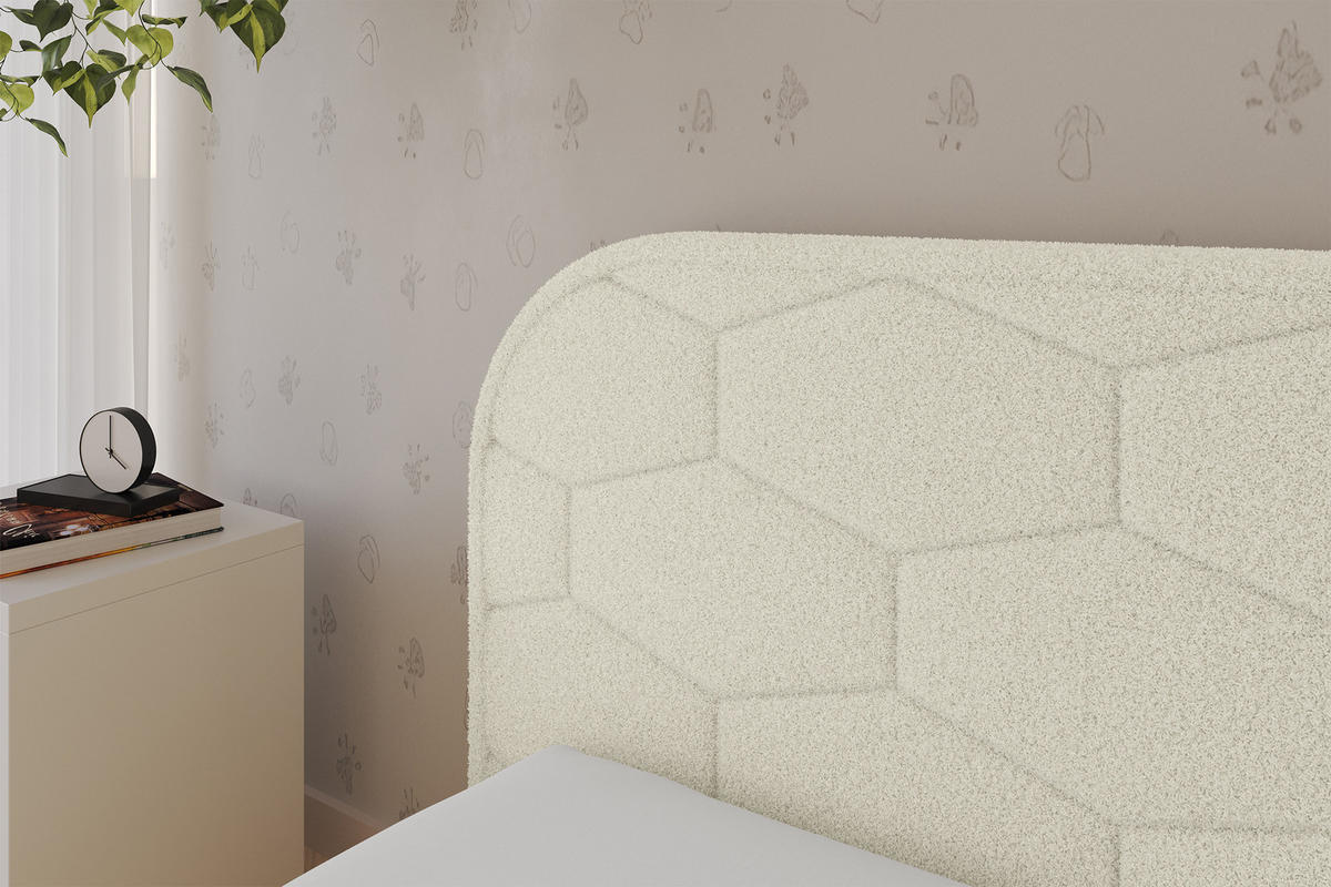 EINZELLBETT Jugendbett mit Bettkasten und Matratze H3/H4, Rechts - JAXY 90x200 Beige - Perlmutt, Holzwerkstoff/Textil (90/200cm) - ALTDECOR