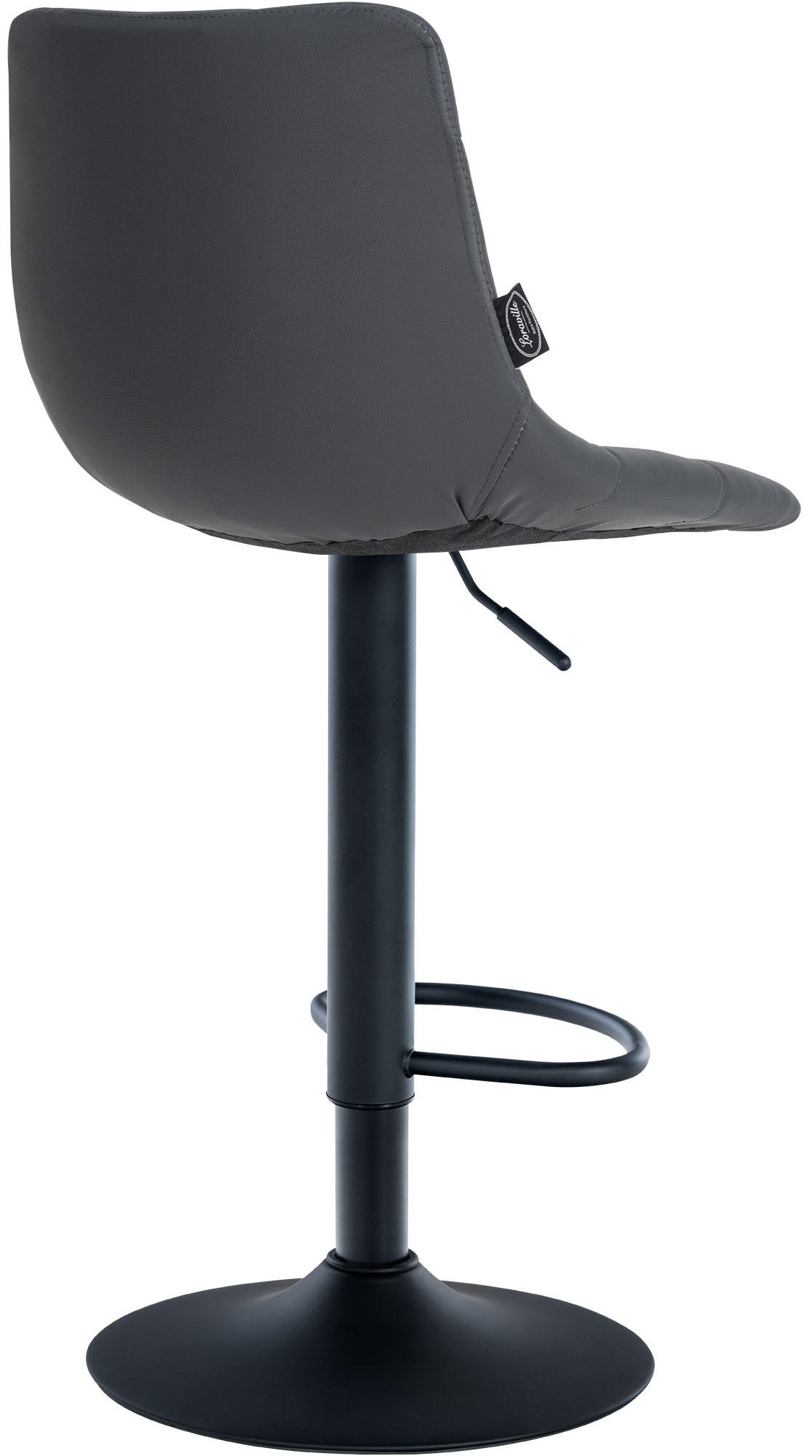 BARHOCKER DUBAI Grau Kunstleder Schwarz - Grau, Leder/Metall (43/87/46.5cm) - DELUKE