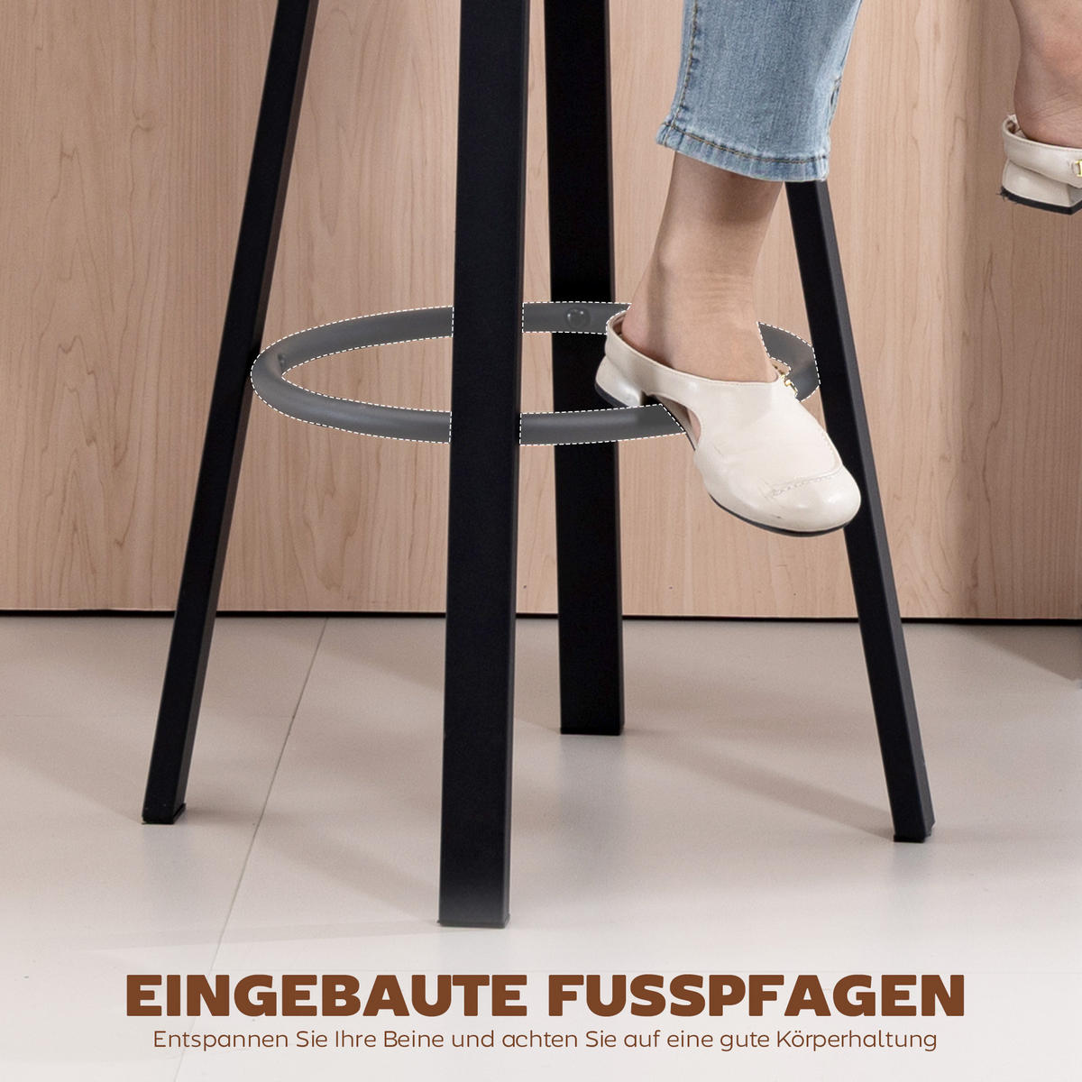 BARHOCKER 2er Set, Drehbar Gepolstert Barstühle mit Fußstütze, Rückenlehne - Schwarz, Metall (38/99/43.5cm) - HOMCOM