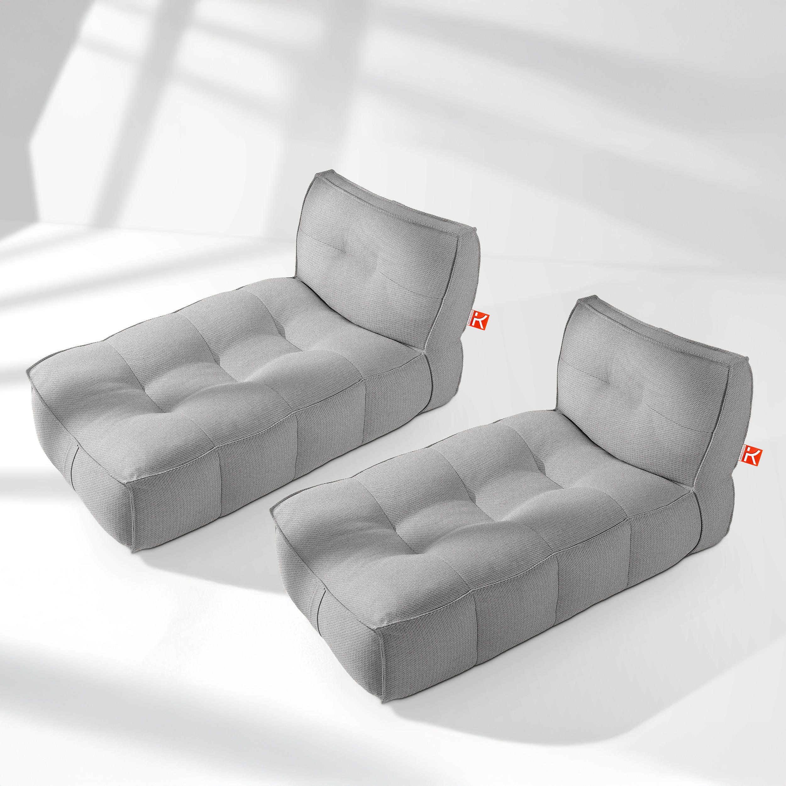 GARTENLIEGE LOVIA Sonnenliege 2-er Set, Dunkelgrau/Weiß - Dunkelgrau, Textil (90/82/174cm) - KONSIMO®