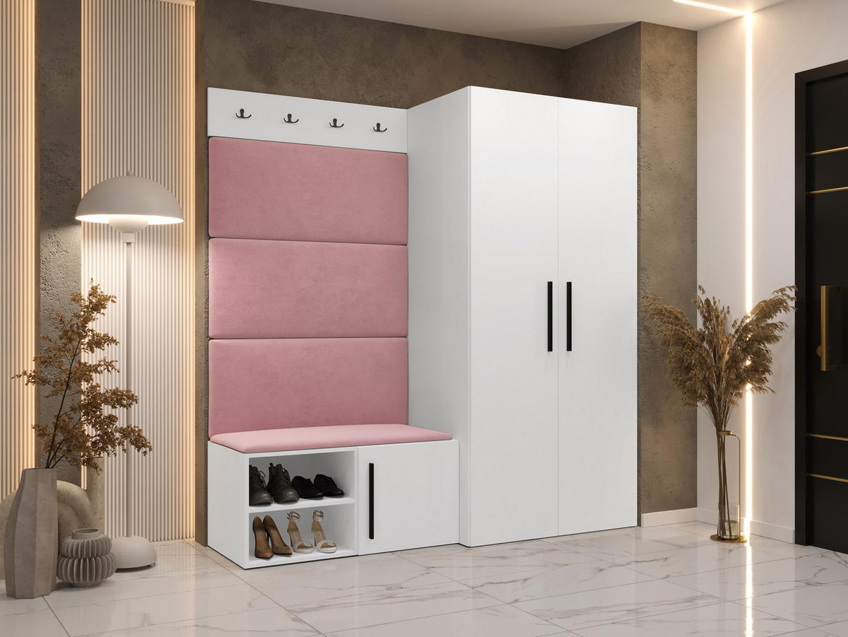 GARDEROBEN-SET Medi I - Hellrosa/Schwarz, Holzwerkstoff/Kunststoff (80/191/50cm) - MIRJAN24