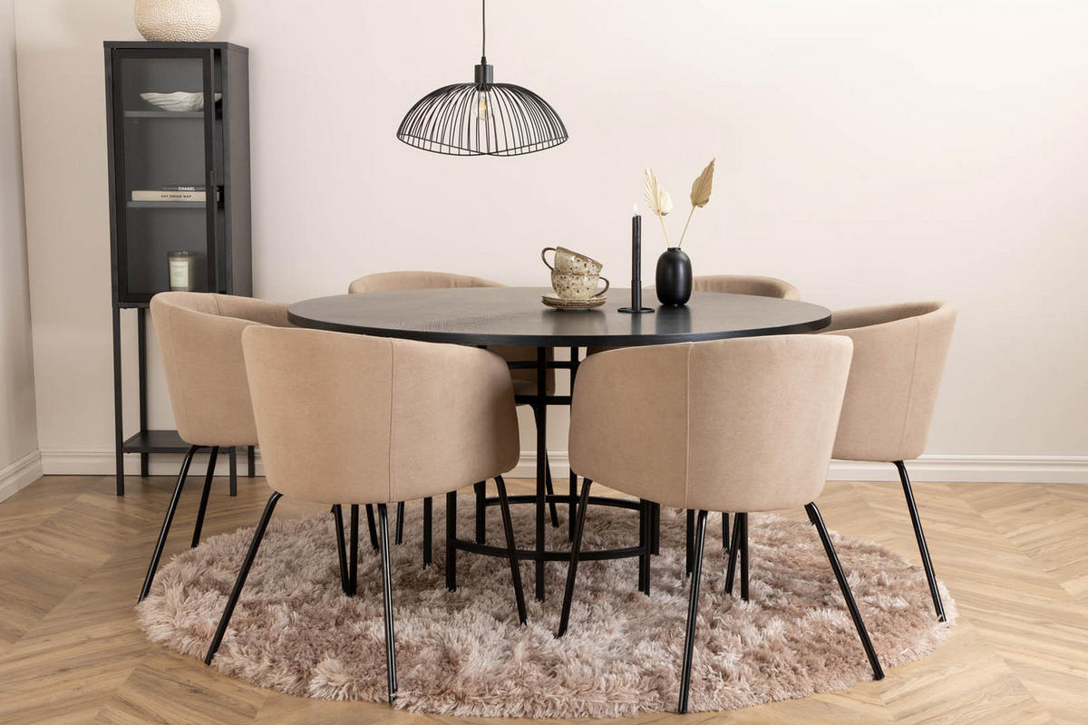 TISCHGRUPPE Khaki - Dunkelbraun/Beige, Holzwerkstoff/Textil (140/74/140cm) - ebuy24